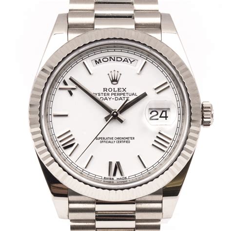 white gold rolex president price|rolex presidential 40mm white gold.